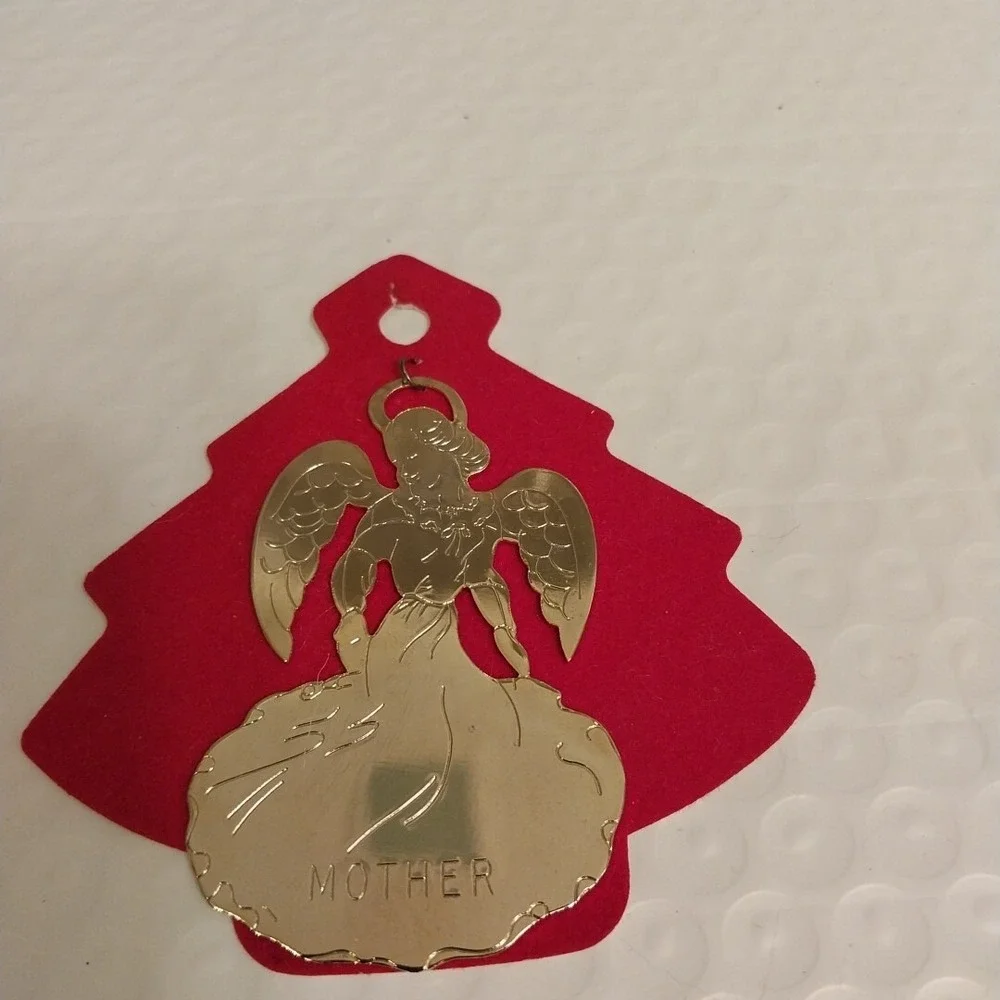 CUTE Lot Of 2 G. Duchin Brass MOTHER & FATHER Christmas Tree Ornament 1979 Gift